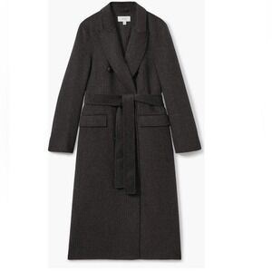 Reiss Arla Double Breasted Wool Blend‎ Classic Coat, Charcoal Gray, Size 14, NWT